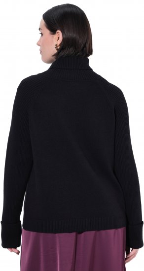 Ulla Popken Turtleneck Sweater with Ribbed Inserts Black - Megztiniai ir džemperiai - 