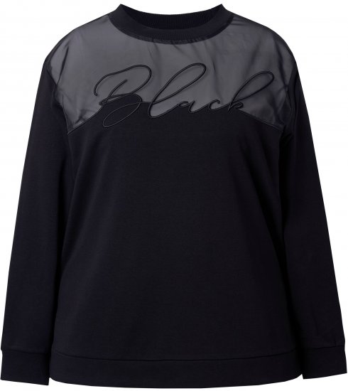 Ulla Popken Tulle Panel Sweatshirt Black - Megztiniai ir džemperiai - 