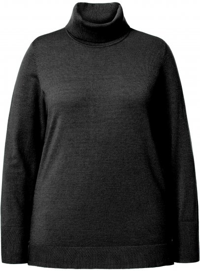 Ulla Popken Turtleneck Ribbed Trim Long Sleeve Sweater Black - Megztiniai ir džemperiai - 