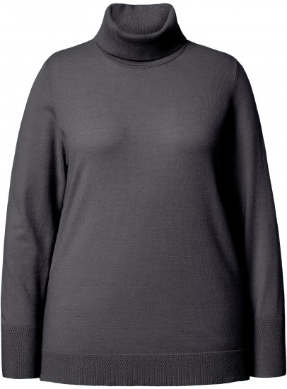 Ulla Popken Turtleneck Ribbed Trim Long Sleeve Sweater Charcoal Grey Melange - Megztiniai ir džemperiai - 