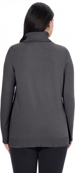 Ulla Popken Turtleneck Ribbed Trim Long Sleeve Sweater Charcoal Grey Melange - Megztiniai ir džemperiai - 