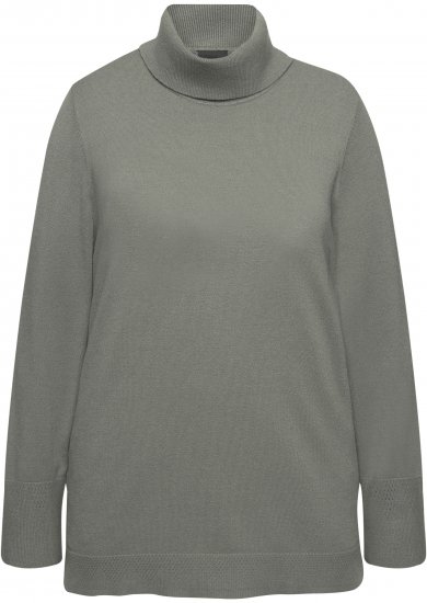 Ulla Popken Turtleneck Ribbed Trim Long Sleeve Sweater Grey - Megztiniai ir džemperiai - 