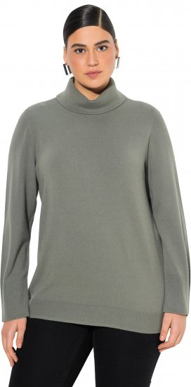 Ulla Popken Turtleneck Ribbed Trim Long Sleeve Sweater Grey - Megztiniai ir džemperiai - 