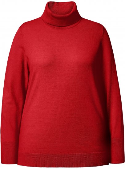 Ulla Popken Turtleneck Ribbed Trim Long Sleeve Sweater Salsa Red - Megztiniai ir džemperiai - 