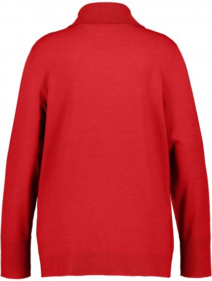 Ulla Popken Turtleneck Ribbed Trim Long Sleeve Sweater Salsa Red - Megztiniai ir džemperiai - 