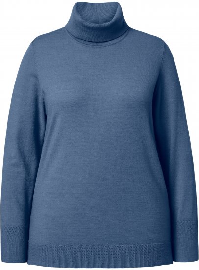 Ulla Popken Turtleneck Ribbed Trim Long Sleeve Sweater Atlantic Blue - Megztiniai ir džemperiai - 