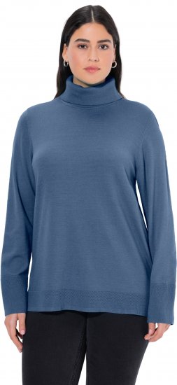Ulla Popken Turtleneck Ribbed Trim Long Sleeve Sweater Atlantic Blue - Megztiniai ir džemperiai - 