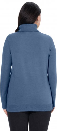 Ulla Popken Turtleneck Ribbed Trim Long Sleeve Sweater Atlantic Blue - Megztiniai ir džemperiai - 