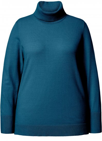 Ulla Popken Turtleneck Ribbed Trim Long Sleeve Sweater Cerulean - Megztiniai ir džemperiai - 