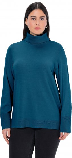 Ulla Popken Turtleneck Ribbed Trim Long Sleeve Sweater Cerulean - Megztiniai ir džemperiai - 