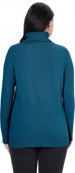 Ulla Popken Turtleneck Ribbed Trim Long Sleeve Sweater Cerulean - Megztiniai ir džemperiai - 