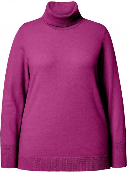 Ulla Popken Turtleneck Ribbed Trim Long Sleeve Sweater Berry - Megztiniai ir džemperiai - 