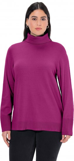 Ulla Popken Turtleneck Ribbed Trim Long Sleeve Sweater Berry - Megztiniai ir džemperiai - 