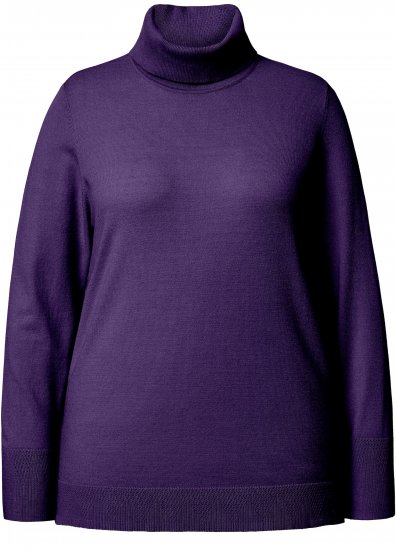 Ulla Popken Turtleneck Ribbed Trim Long Sleeve Sweater Deep Violet - Megztiniai ir džemperiai - 