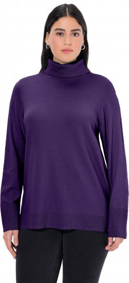 Ulla Popken Turtleneck Ribbed Trim Long Sleeve Sweater Deep Violet - Megztiniai ir džemperiai - 