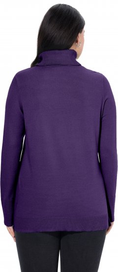 Ulla Popken Turtleneck Ribbed Trim Long Sleeve Sweater Deep Violet - Megztiniai ir džemperiai - 