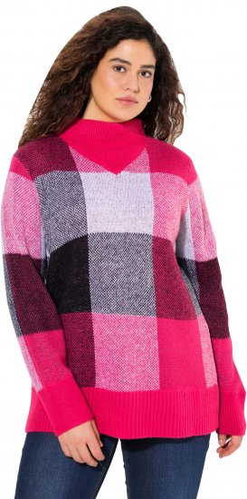 Ulla Popken Grand Check Long Sleeve Sweater Red Pink - Megztiniai ir džemperiai - 