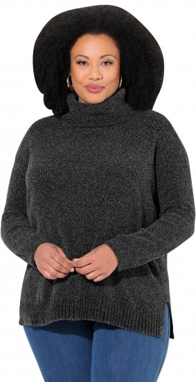 Ulla Popken Soft Textured Chenille Oversized Fit Sweater Graphite Grey - Megztiniai ir džemperiai - 