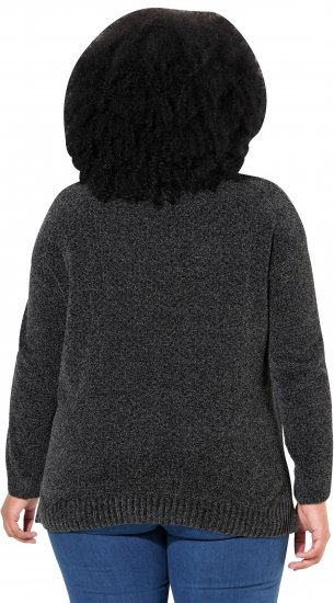 Ulla Popken Soft Textured Chenille Oversized Fit Sweater Graphite Grey - Megztiniai ir džemperiai - 