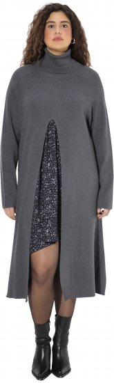 Ulla Popken Long Turtleneck Duster Sweater Graphite Grey - Megztiniai ir džemperiai - 