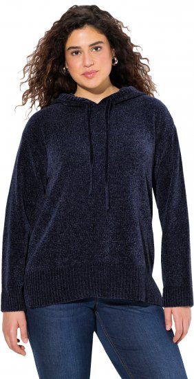 Ulla Popken Chenille Knit Hoodie Navy - Megztiniai ir džemperiai - 