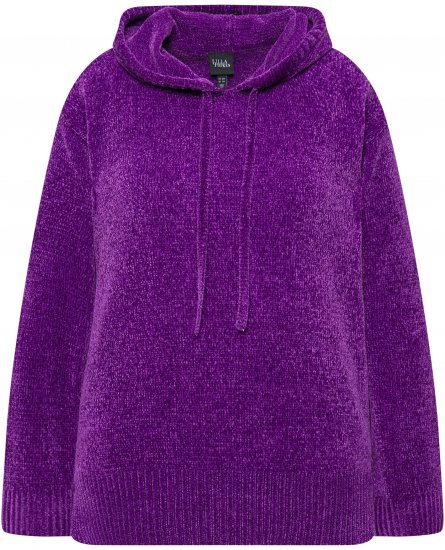 Ulla Popken Chenille Knit Hoodie Dark Purple - Megztiniai ir džemperiai - 