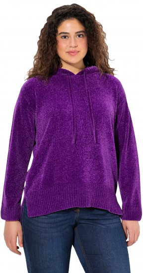 Ulla Popken Chenille Knit Hoodie Dark Purple - Megztiniai ir džemperiai - 