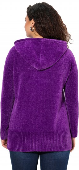 Ulla Popken Chenille Knit Hoodie Dark Purple - Megztiniai ir džemperiai - 