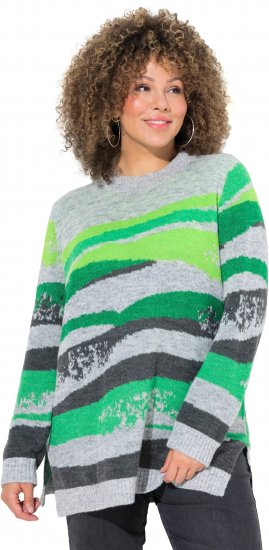 Ulla Popken Landscape Stripe Sweater Moss Green - Megztiniai ir džemperiai - 