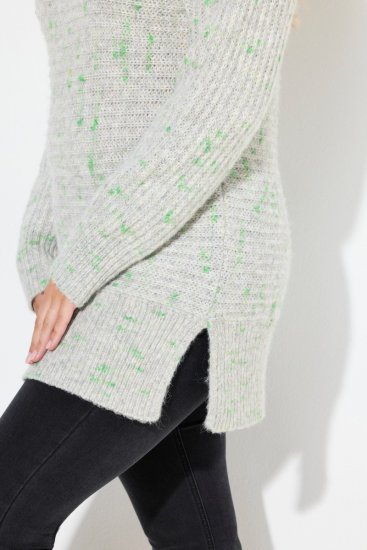 Ulla Popken Space Yarn Oversized Turtleneck Sweater Light Grey Melange - Megztiniai ir džemperiai - Jaukūs džemperiai ir megztiniai