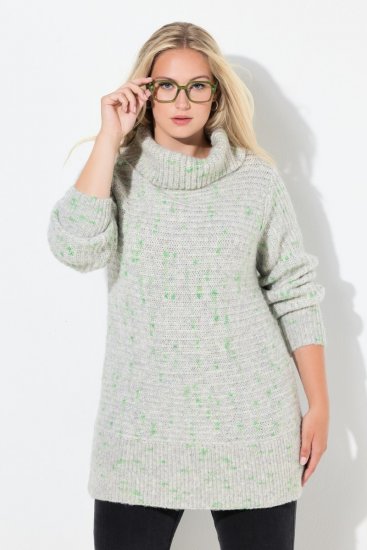 Ulla Popken Space Yarn Oversized Turtleneck Sweater Light Grey Melange - Megztiniai ir džemperiai - Jaukūs džemperiai ir megztiniai