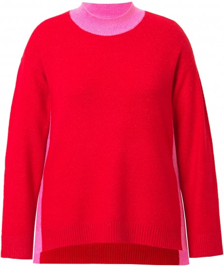 Ulla Popken Color Block Long Sleeve Sweater Lychee - Megztiniai ir džemperiai - 