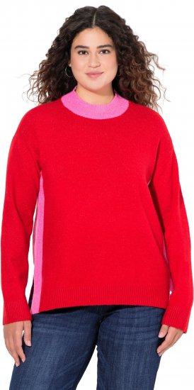 Ulla Popken Color Block Long Sleeve Sweater Lychee - Megztiniai ir džemperiai - 