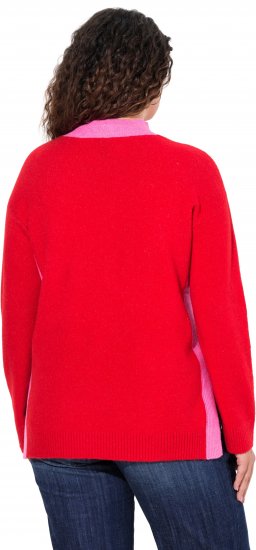 Ulla Popken Color Block Long Sleeve Sweater Lychee - Megztiniai ir džemperiai - 