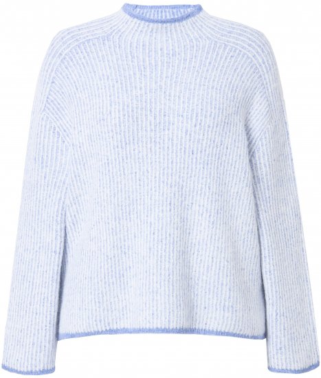Ulla Popken Striped Wool Blend Turtleneck Sweater Sky Blue - Megztiniai ir džemperiai - 