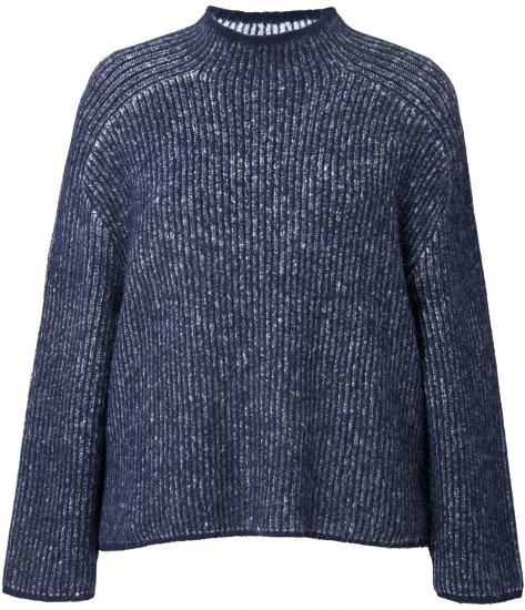 Ulla Popken Striped Wool Blend Turtleneck Sweater Ink Blue - Megztiniai ir džemperiai - 