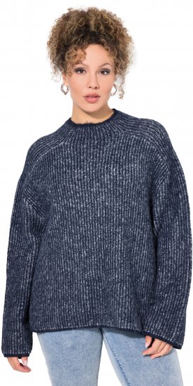 Ulla Popken Striped Wool Blend Turtleneck Sweater Ink Blue - Megztiniai ir džemperiai - 