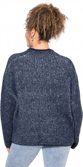 Ulla Popken Striped Wool Blend Turtleneck Sweater Ink Blue - Megztiniai ir džemperiai - 