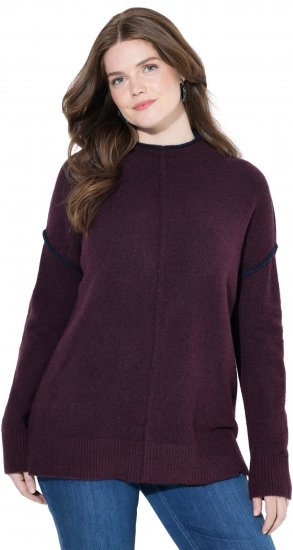 Ulla Popken Contrast Trim Long Sleeve Sweater Dark Ruby - Megztiniai ir džemperiai - 