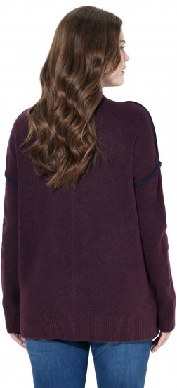 Ulla Popken Contrast Trim Long Sleeve Sweater Dark Ruby - Megztiniai ir džemperiai - 