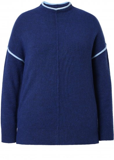 Ulla Popken Contrast Trim Long Sleeve Sweater Dark Blue - Megztiniai ir džemperiai - 
