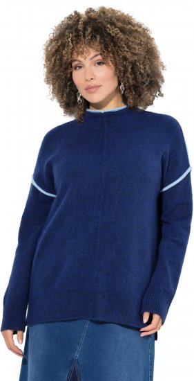 Ulla Popken Contrast Trim Long Sleeve Sweater Dark Blue - Megztiniai ir džemperiai - 