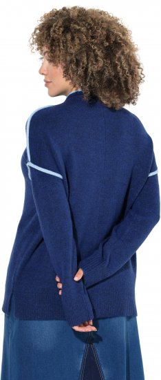 Ulla Popken Contrast Trim Long Sleeve Sweater Dark Blue - Megztiniai ir džemperiai - 