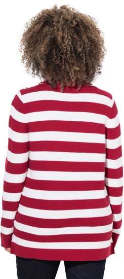 Ulla Popken Striped Polo Collar Long Sleeve Sweater Ruby Red - Megztiniai ir džemperiai - 