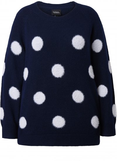 Ulla Popken Fluffy Polka Dot Sweater Ink Blue - Megztiniai ir džemperiai - 