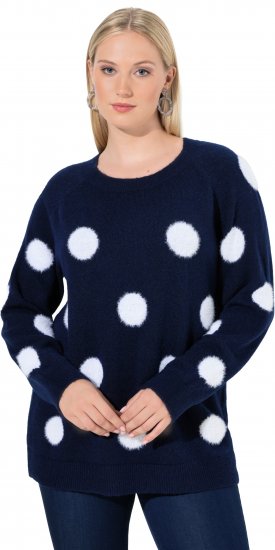 Ulla Popken Fluffy Polka Dot Sweater Ink Blue - Megztiniai ir džemperiai - 