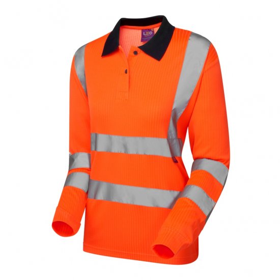 Leo Beaford EcoViz Comfort Women's Sleeved Polo Shirt Orange - Darbo drabužiai - 