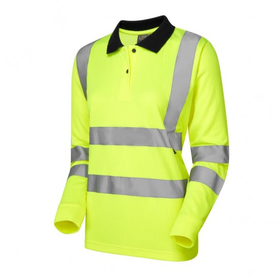 Leo Beaford EcoViz Comfort Women's Sleeved Polo Shirt Yellow - Darbo drabužiai - 