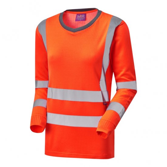 Leo Lydford EcoViz Comfort Women's Sleeved T-Shirt Orange - Darbo drabužiai - 