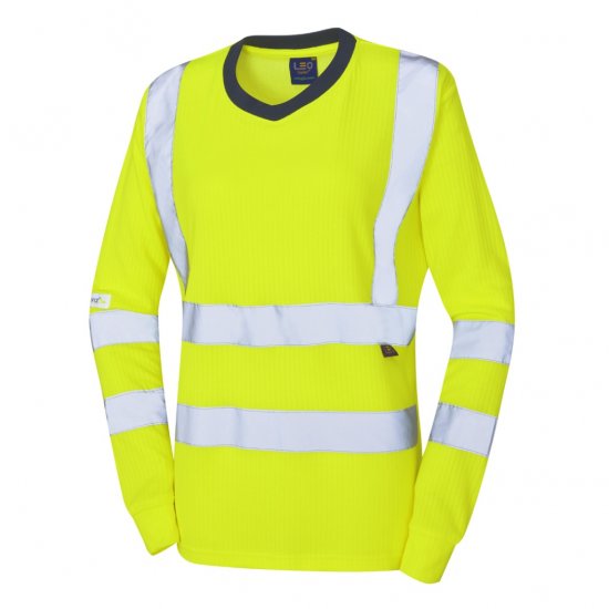 Leo Lydford EcoViz Comfort Women's Sleeved T-Shirt Yellow - Darbo drabužiai - 